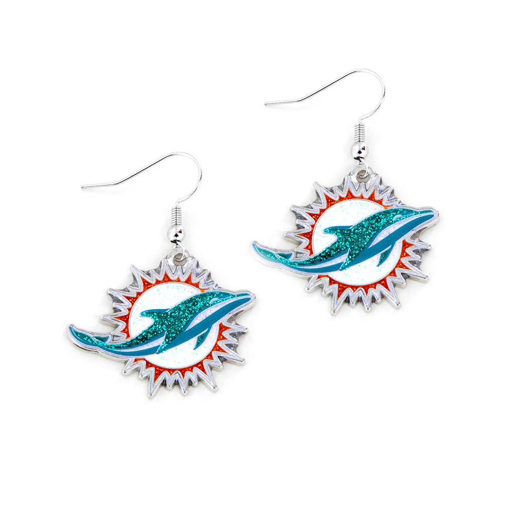 Miami Dolphins Earrings Glitter Dazzle