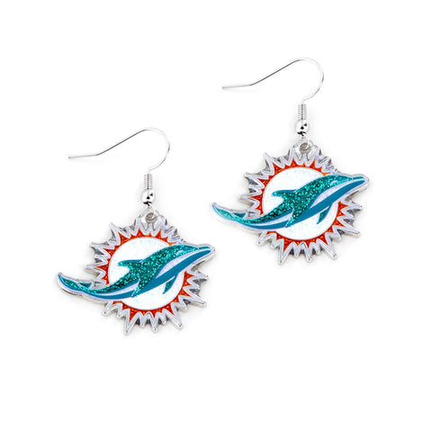 Miami Dolphins Earrings Glitter Dazzle