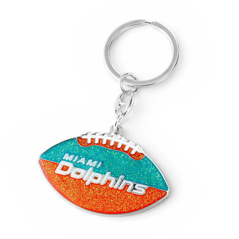 Miami Dolphins Keychain Football Glitter