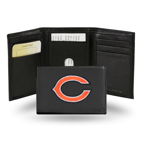 Chicago Bears Wallet Trifold Leather Embroidered - Special Order
