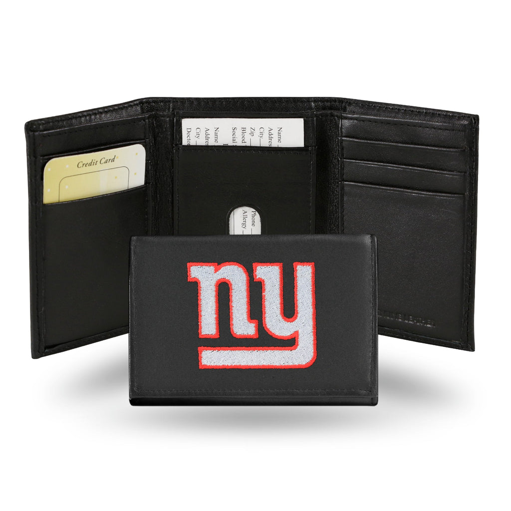 New York Giants Wallet Trifold Leather Embroidered - Special Order