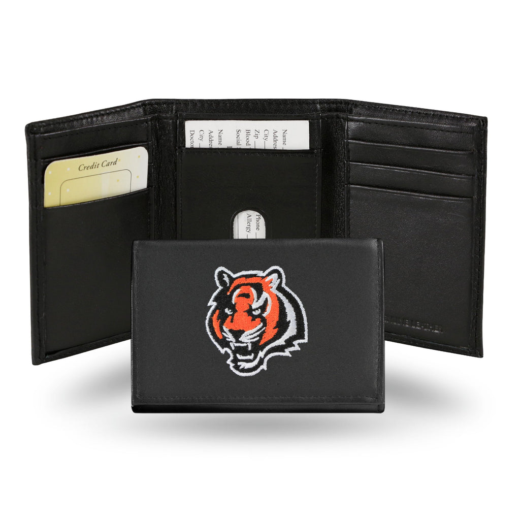 Cincinnati Bengals Wallet Trifold Leather Embroidered - Special Order