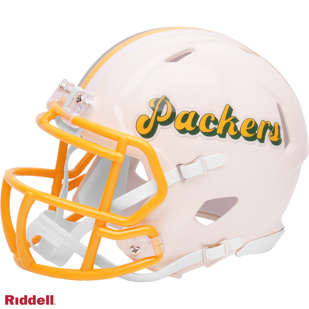70's football helmet Green Bay Packers Helmet Riddell Replica Mini Speed Style Retro Collec – Reality Check Xtreme