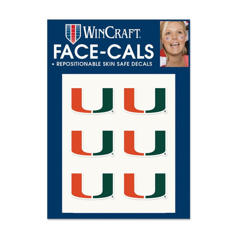 Miami Hurricanes Tattoo Face Cals