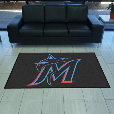 Miami Marlins 4X6 High-Traffic Mat with Durable Rubber Backing