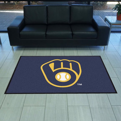 Milwaukee Brewers 4X6 High-Traffic Mat with Durable Rubber Backing