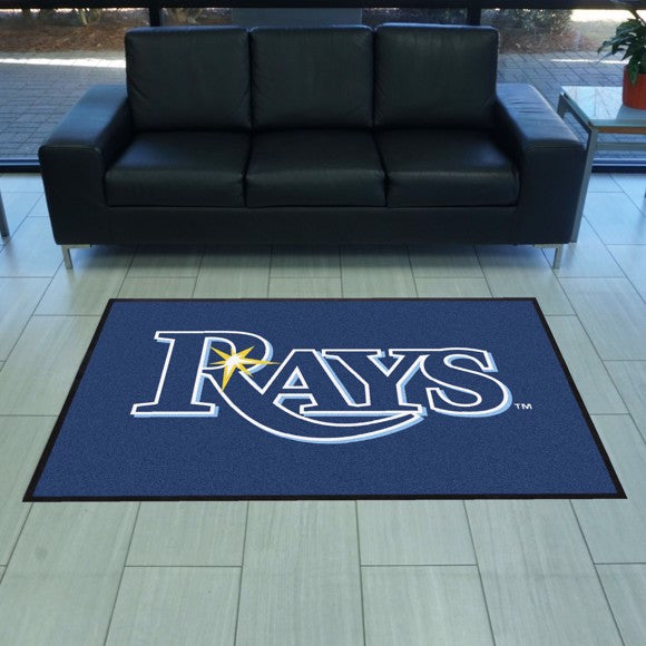 Tampa Bay Rays 4X6 High-Traffic Mat with Durable Rubber Backing