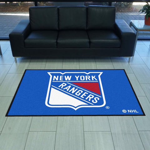 New York Rangers 4X6 High-Traffic Mat with Durable Rubber Backing