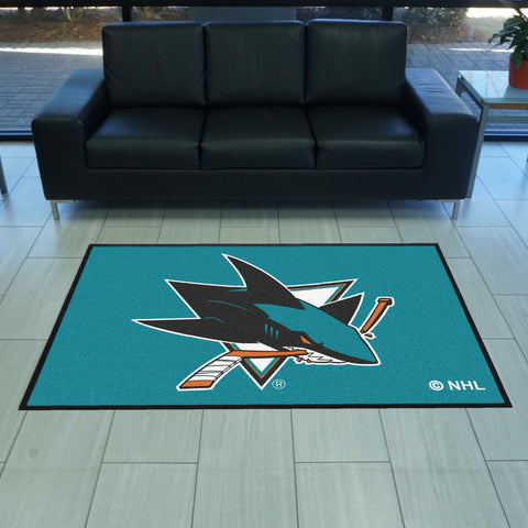 San Jose Sharks 4X6 High-Traffic Mat with Durable Rubber Backing