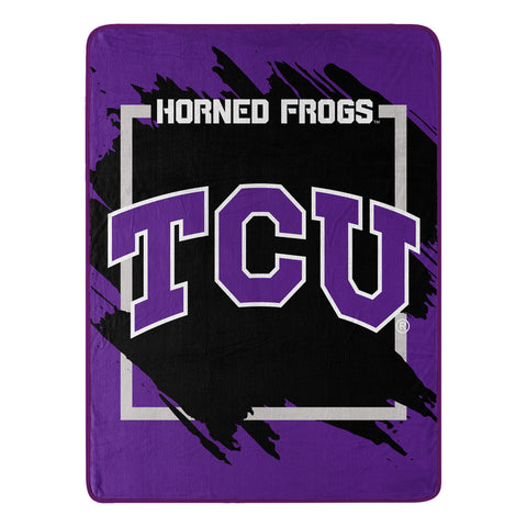 TCU Horned Frogs Blanket 46x60 Micro Raschel Dimensional Design Rolled