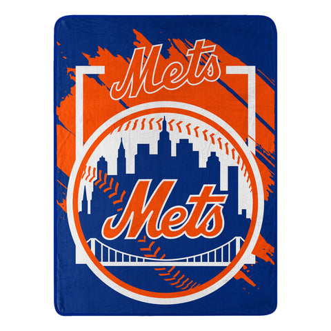 New York Mets Blanket 46x60 Micro Raschel Dimensional Design Rolled