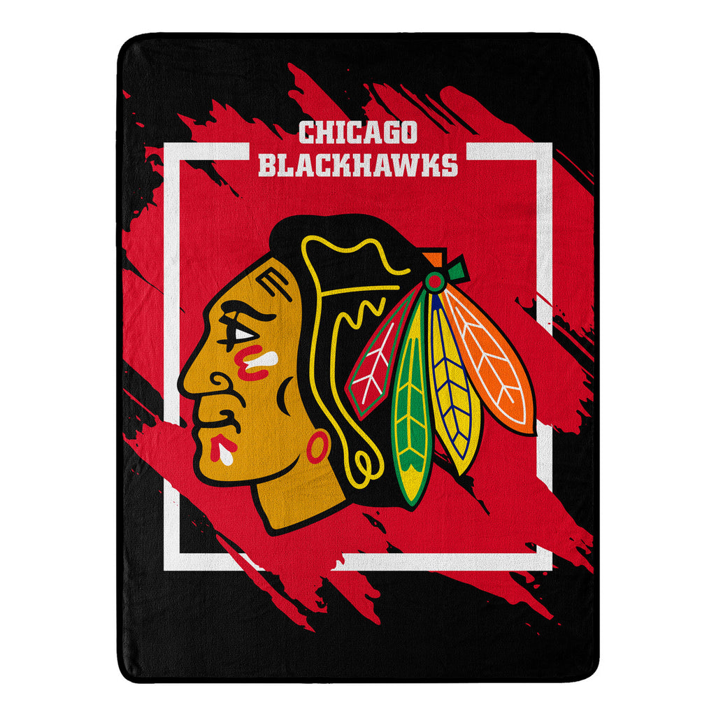 Chicago Blackhawks Blanket 46x60 Micro Raschel Dimensional Design Rolled Special Order