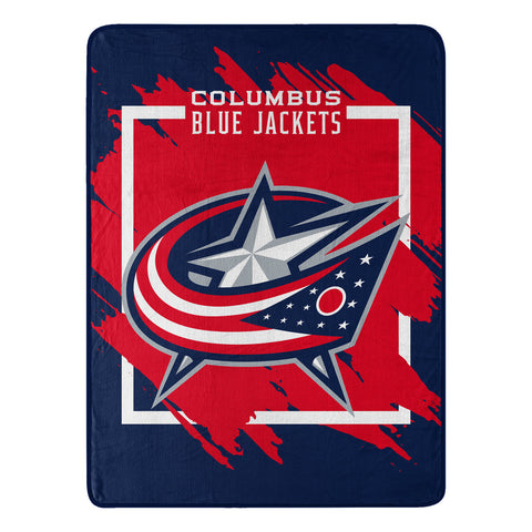 Columbus Blue Jackets Blanket 46x60 Micro Raschel Dimensional Design Rolled Special Order
