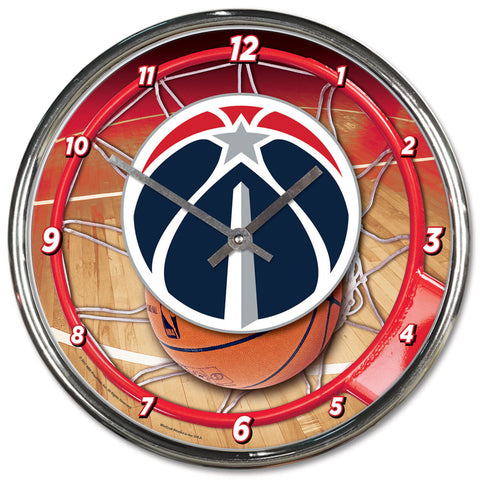 Washington Wizards Clock Round Wall Style Chrome