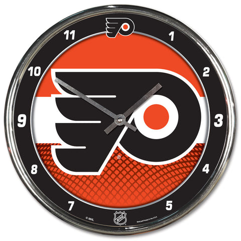Philadelphia Flyers Clock Round Wall Style Chrome
