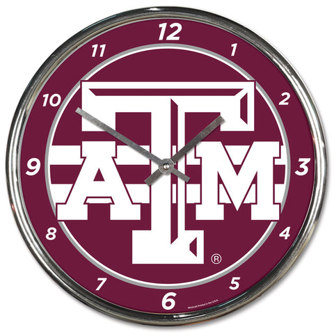 Texas A&M Aggies Round Chrome Wall Clock