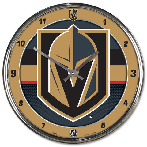 Vegas Golden Knights Clock Round Wall Style Chrome