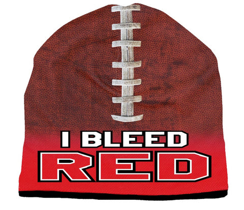 Beanie I Bleed Style Sublimated Football Red Design