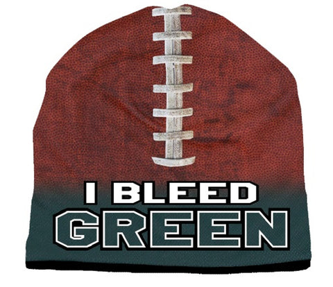 Beanie I Bleed Style Sublimated Football Forest Green Design