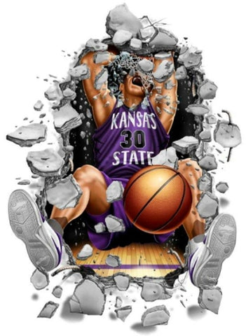 Kansas State Wildcats Decal Wallcrasher Basketball 11 Inch