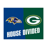 NFL House Divided - Ravens / Packers Rug 34 in. x 42.5 in.