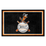 Baltimore Orioles 4ft. x 6ft. Plush Area Rug 1954 Retro Logo