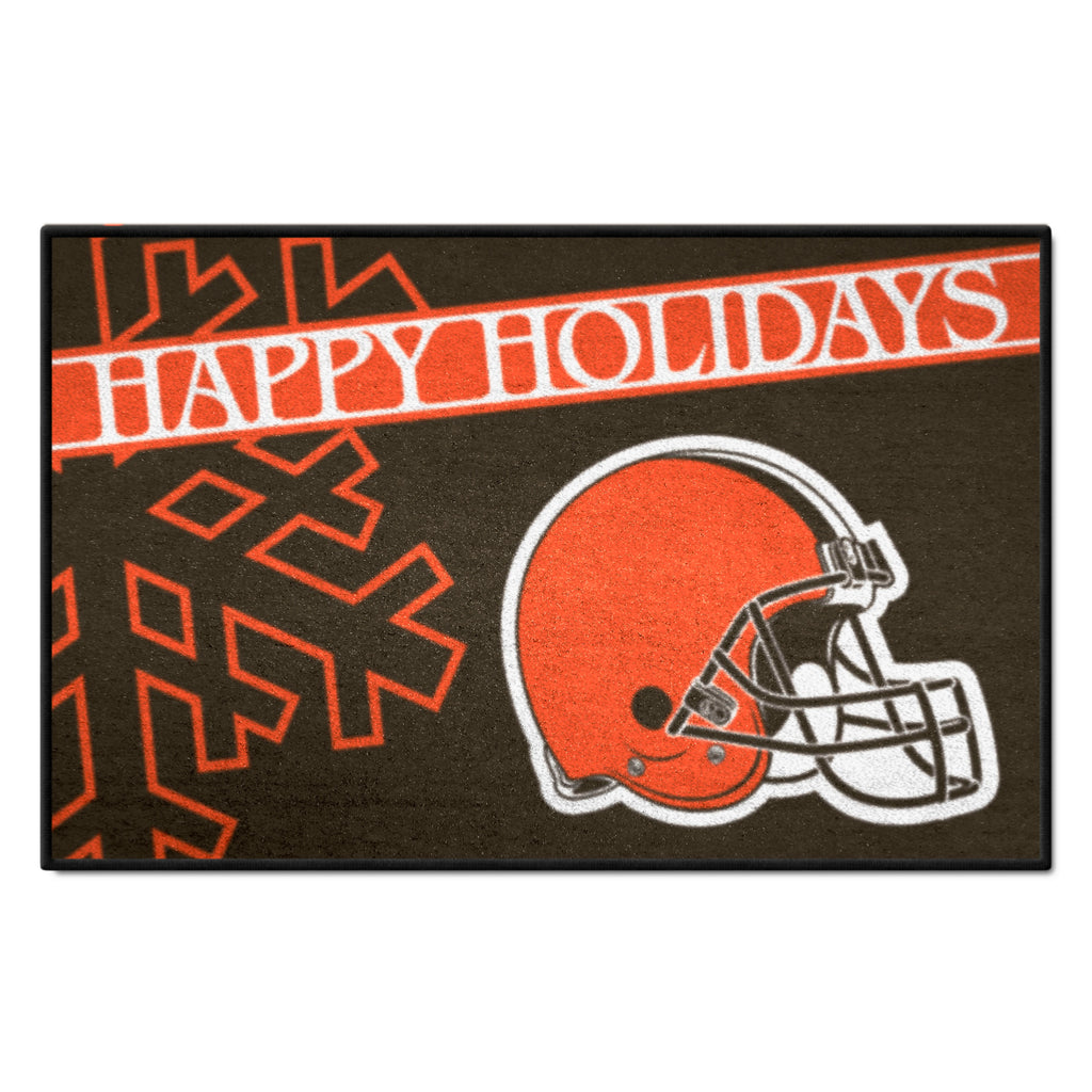 NFL - Cleveland Browns Starter Mat - Happy Holidays 19"x30"