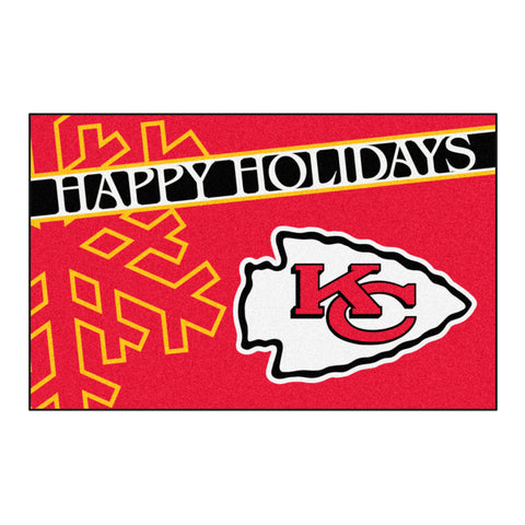 NFL - Kansas City Chiefs Starter Mat - Happy Holidays 19"x30"