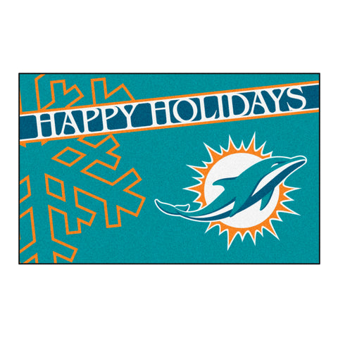 NFL - Miami Dolphins Starter Mat - Happy Holidays 19"x30"