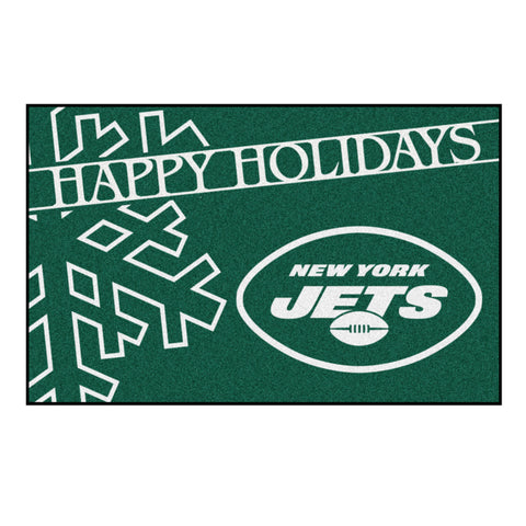 NFL - New York Jets Starter Mat - Happy Holidays 19"x30"