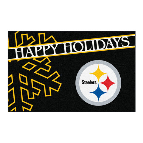 NFL - Pittsburgh Steelers Starter Mat - Happy Holidays 19"x30"