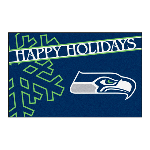 NFL - Seattle Seahawks Starter Mat - Happy Holidays 19"x30"