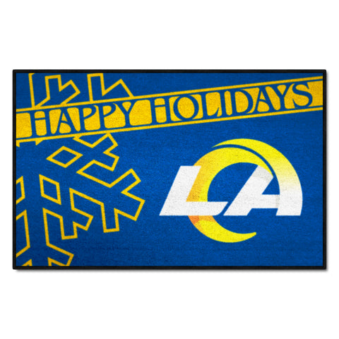 Los Angeles Rams Starter Mat - Happy Holidays - 19"x30"