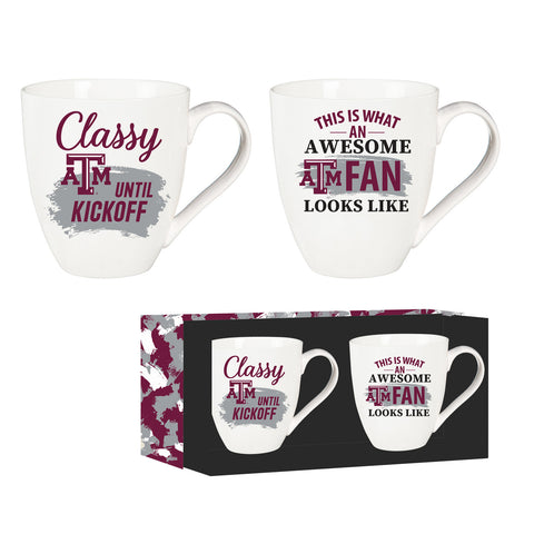 Texas A&M Aggies Coffee Mug 17oz Ceramic 2 Piece Set with Gift Box