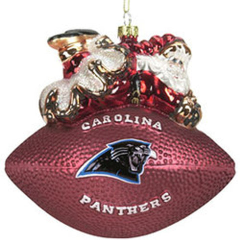 Carolina Panthers Ornament 5 1/2 Inch Peggy Abrams Glass Football CO
