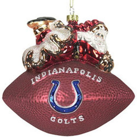 Indianapolis Colts 5 1/2 Peggy Abrams Glass Football Ornament CO