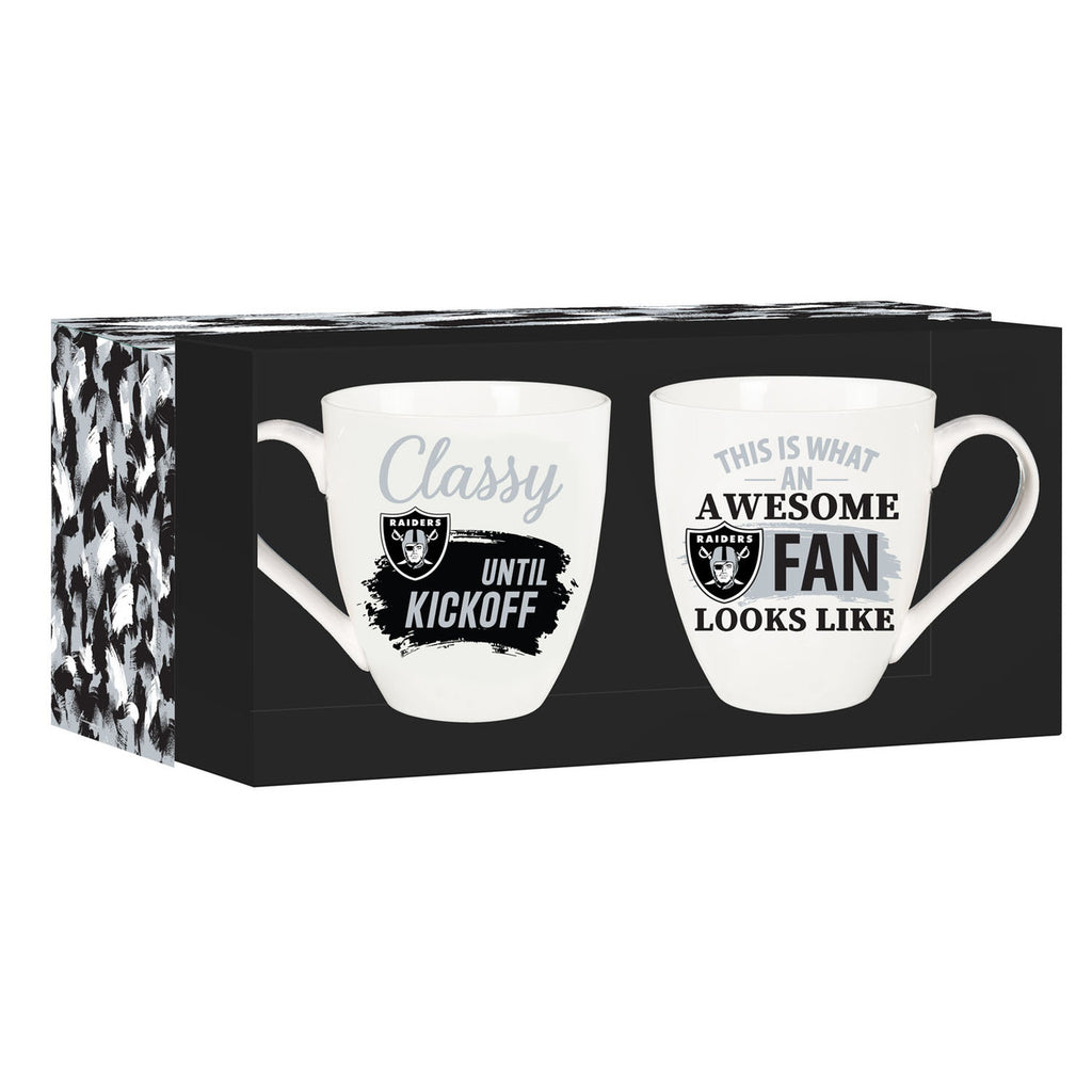 Las Vegas Raiders Coffee Mug 17oz Ceramic 2 Piece Set with Gift Box