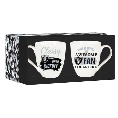 Las Vegas Raiders Coffee Mug 17oz Ceramic 2 Piece Set with Gift Box