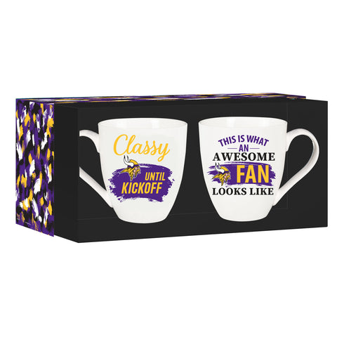 Minnesota Vikings Coffee Mug 17oz Ceramic 2 Piece Set with Gift Box