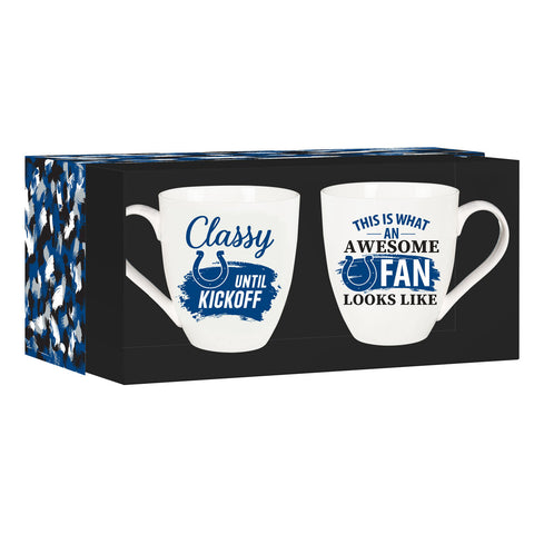 Indianapolis Colts Coffee Mug 17oz Ceramic 2 Piece Set with Gift Box