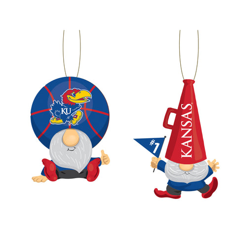 Kansas Jayhawks Ornament Gnome Fan 2 Pack