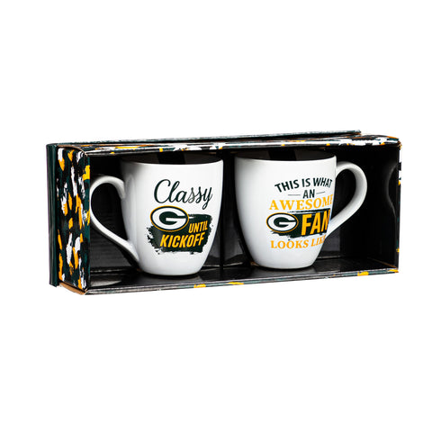 Green Bay Packers Coffee Mug 17oz Ceramic 2 Piece Set with Gift Box