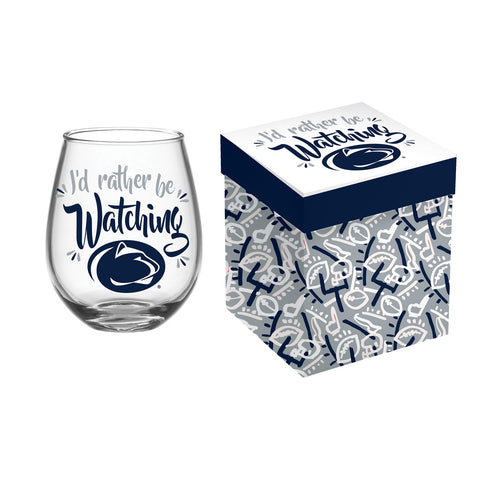 Penn State Nittany Lions Glass 17oz Wine Stemless Boxed