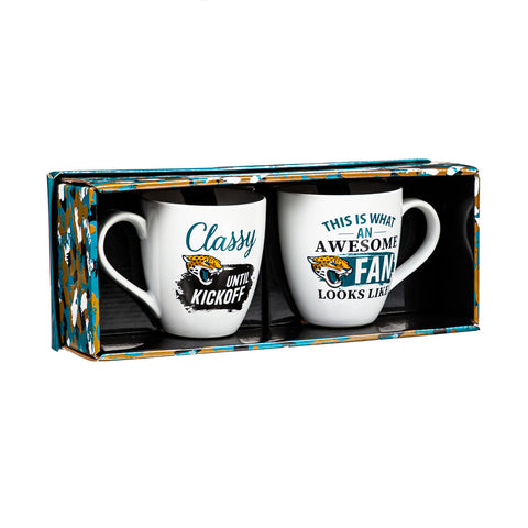 Jacksonville Jaguars Coffee Mug 17oz Ceramic 2 Piece Set with Gift Box