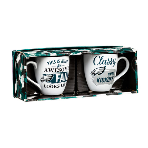 Philadelphia Eagles Coffee Mug 17oz Ceramic 2 Piece Set with Gift Box