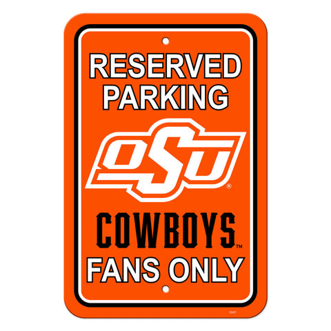 Oklahoma State Cowboys Sign 12x18 Plastic Reserved Parking Style CO