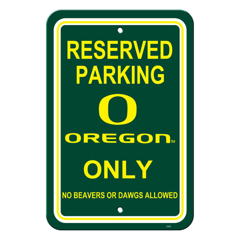 Oregon Ducks Sign 12x18 Plastic Reserved Parking Style CO