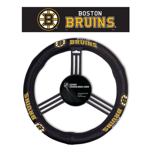 Boston Bruins Steering Wheel Cover Leather CO