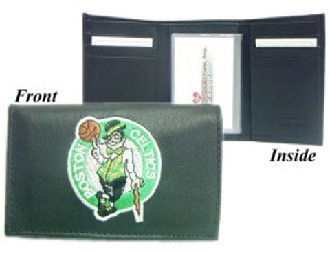 Boston Celtics Embroidered Leather Tri-Fold Wallet - Special Order
