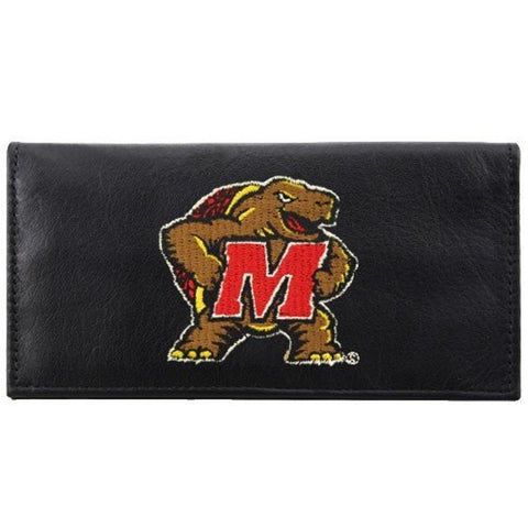 Maryland Terrapins Checkbook Cover Embroidered Leather CO